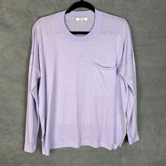 Madewell Sweater Womens Medium Purple Linen Boxy Beach Lightweight Boho Resort - Picture 1 of 10